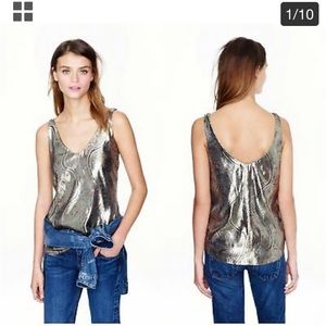 J. Crew Metallic Paisley Silk Tank Top